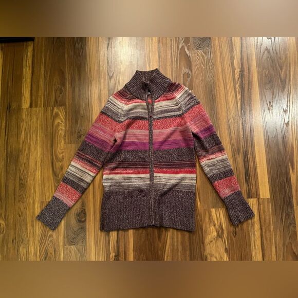 Eddie Bauer Women's Knit Sweater Size small Zip Up Cardigan Multi Color - Picture 1 of 3